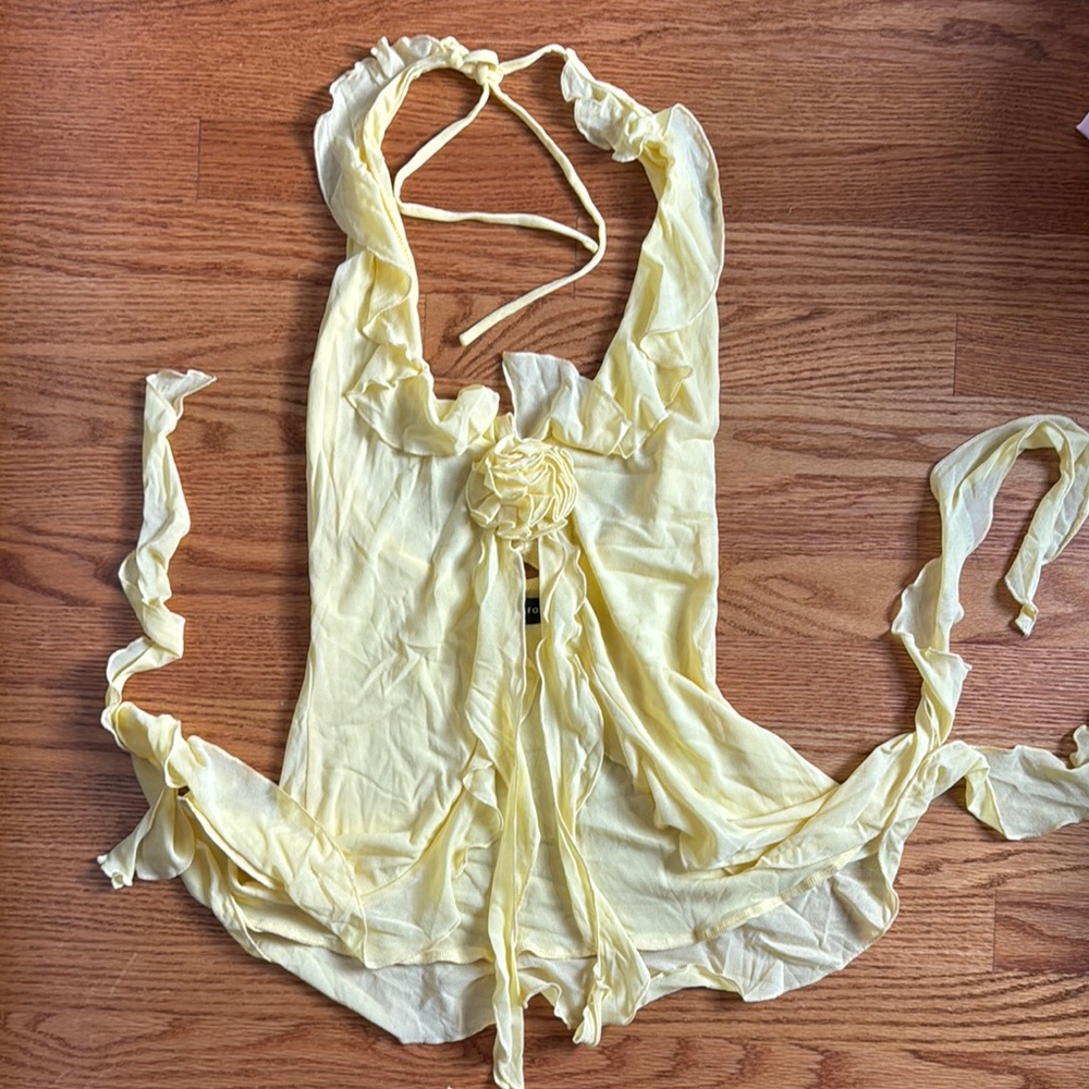 White Fox Boutique Yellow Ruffle Top